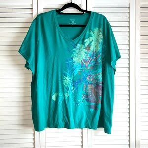 Sonoma teal short sleeve tee with palm tree design